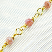 Coated Red Quartz Gold Plated Wire Chain
